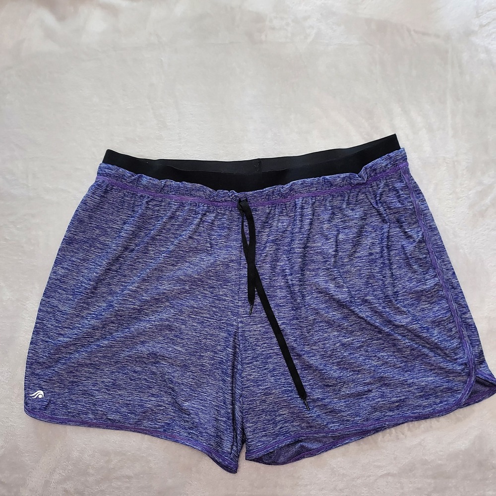 Ideology Woman Purple Space Dye Active Shorts Plus Size 1X Drawstring